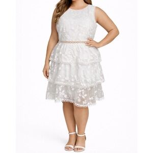 Lulus White Lace Tiered Mini‎ Dress Bridal Shower Engagement Graduation NWT L